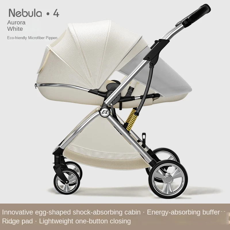Baby stroller Leather Egg-shaped Spine-Protective Cockpit High Landscape  Lightweight Folding Two-way Push Four-wheel Suspension - AliExpress 1501