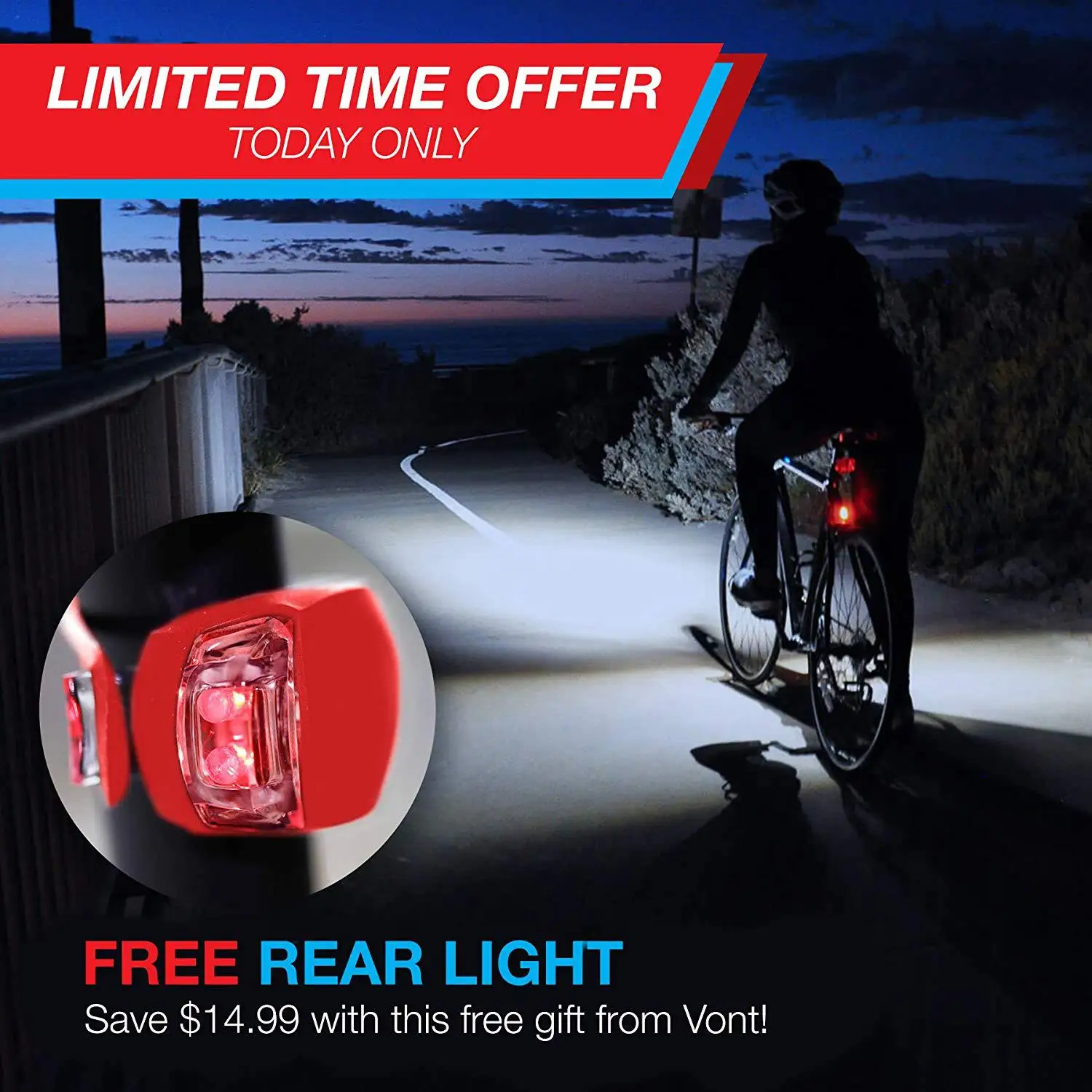 Cycling Bike Headlight Set Bicycle Front Light with Taillight Lamp Bicycle Adjustable Warning Light Accessories