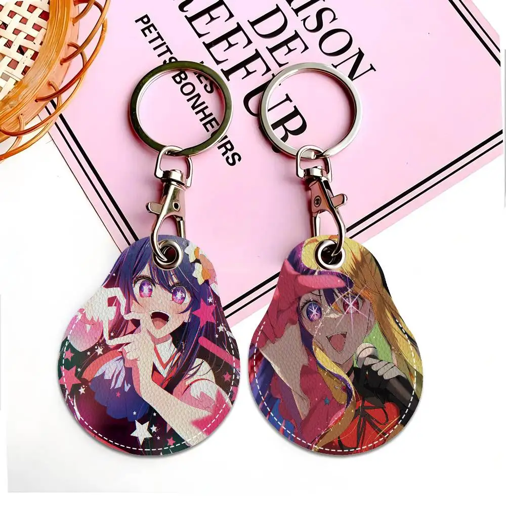 Oshi No Ko Hoshino Ai 1 قطعة بو الجلود المفاتيح واقية قفل الباب التحكم في الوصول العلامات حافظة للبطاقات مفتاح العلامة الدائري #2