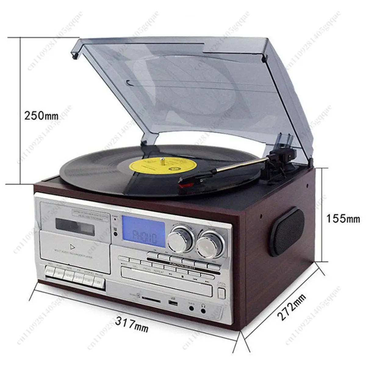 LP Retro Vinyl Record Player, Multi-functional CD Tape Bluetooth Integration, Desktop Light Luxury Small Electric Audio Gift