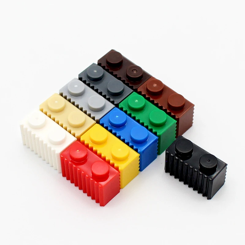 120pcs MOC Parts 2877 Brick Modified 1x2 with Grille Classic Building Block Piece Architecture Compatible with Toy Accessory