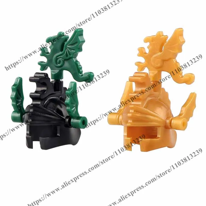 Helmet Armor Ahield Weapon Castle Knight Crown King Dragon Hat Crash Helmets Accessory Building Block Brick Assemble Particles