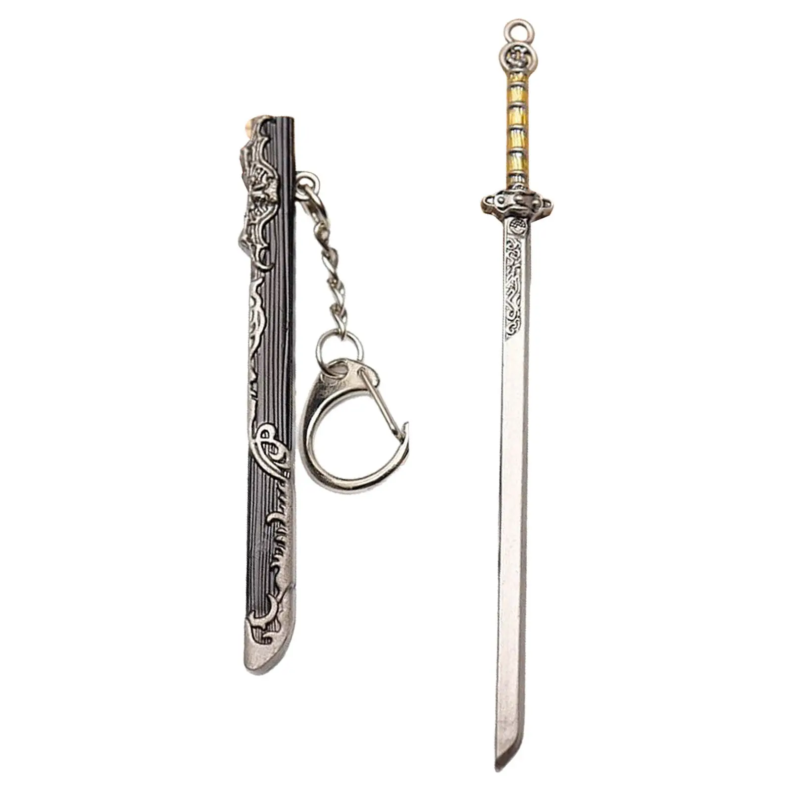 5Pcs Pocket Size Metal Sword Bookmarks Mini Katana Chinese Ancient Sword 12Cm Keychain Pendant Book Lover Gift