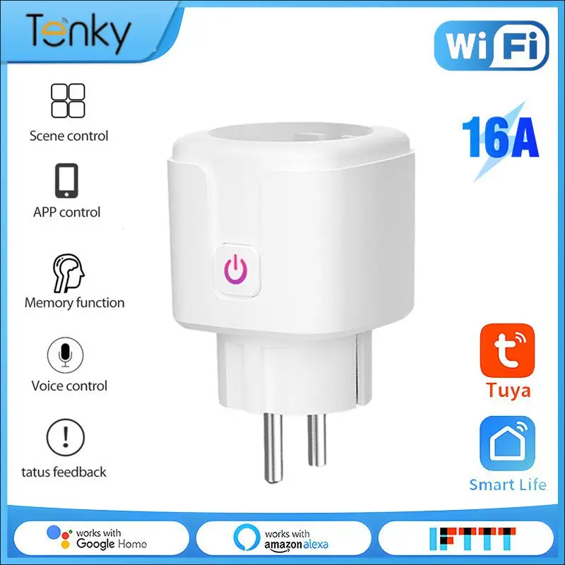 

Smart Socket Time Control Eu Standard Socket Voice Control Fire Retardant Wifi Socket 16a With Power Metering 100-240v