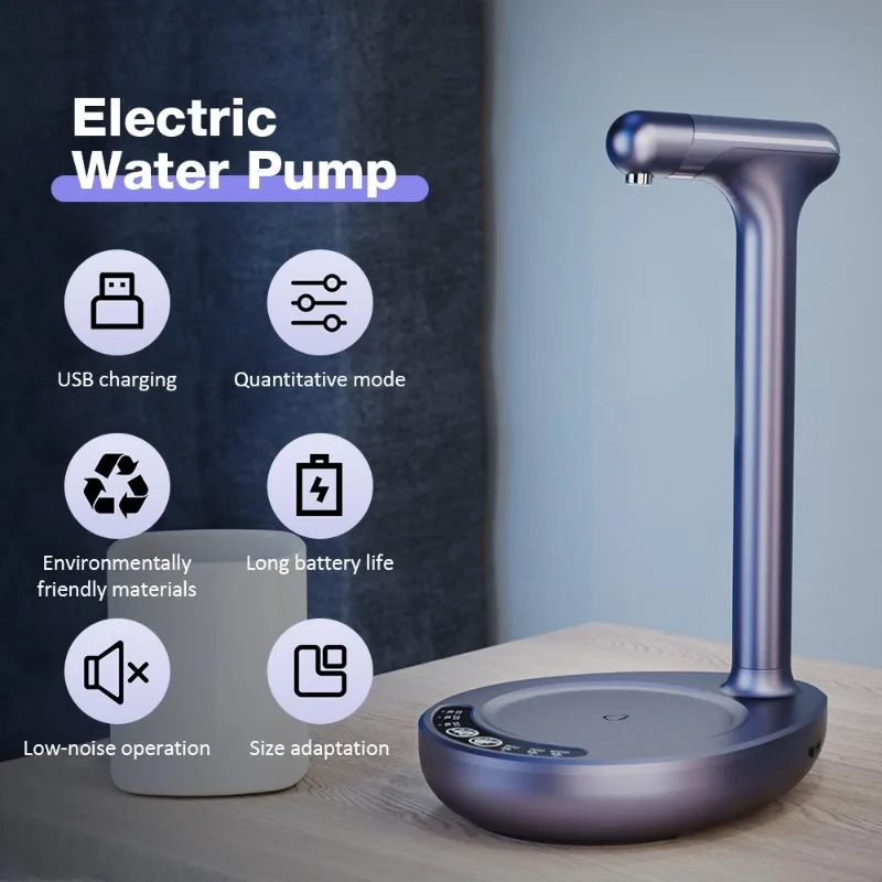 Desktop Water Bottle Dispenser USB Charging Button Control 6 Levels of Quantitative Water Adjustment Portable Smart Water Pump