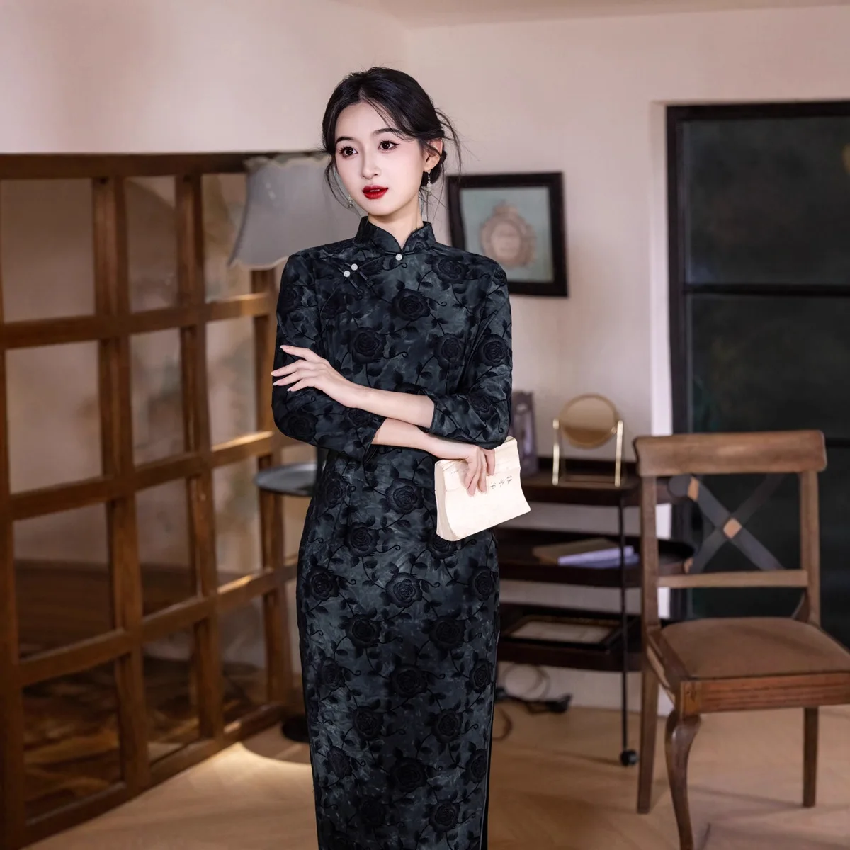 2025 Autunno Nuovo Chesongam Velluto Caldo Qipao Donne Eleganti Abiti Della Signora Del Partito di Sera Banchetto Abito Migliorato Vestito Cinese