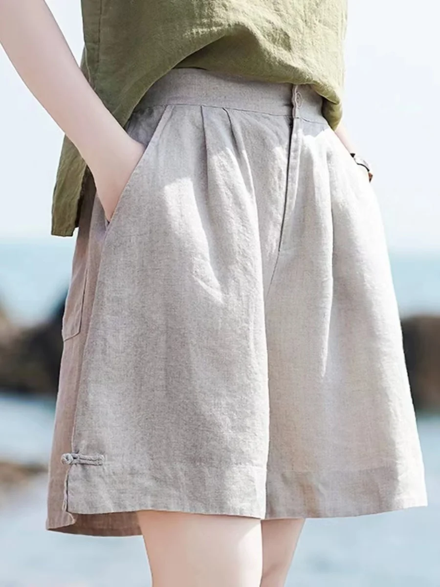 

Хлопково-льняные лыжи с высокой талией для похудения, длиной пять четвертей, легкие дышащие повседневные женские брюки для поездок на работу