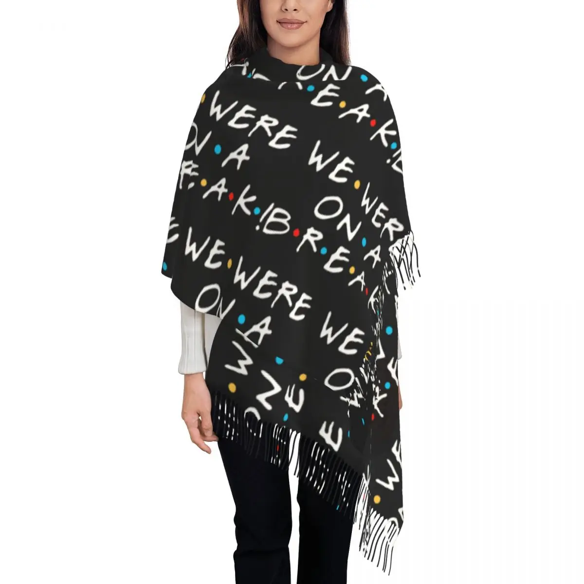 

Ladies Scarf Warm Soft F-Friends Head Scarves with Long Tassel TV Show Shawls and Wrap Autumn Designer Bufanda Mujer