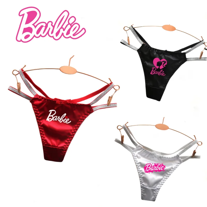 BARBIE Satin Cool Silky Panties Cut-out Fashion Women's Sex Thong Low Waist Comfortable Intimate Bedrooms Dormitories Hotel Gift