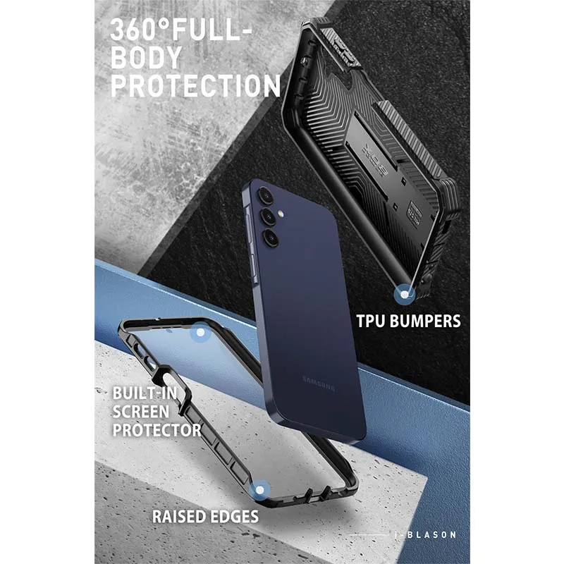 I-BLASON For Samsung Galaxy A15 Case 5G Armorbox Full-Body Rugged Bumper Case with Built-in Screen Protector with Kickstand