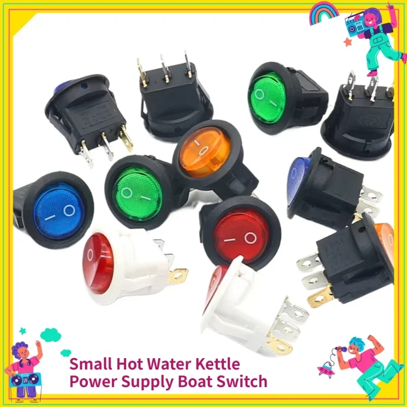 2PCS ON/OFF Round Rocker Switch LED illuminated Car Dashboard Dash Boat Van 12V 24V / 6A 250V / 10A 125V 2/3/4PIN Switch 20MM