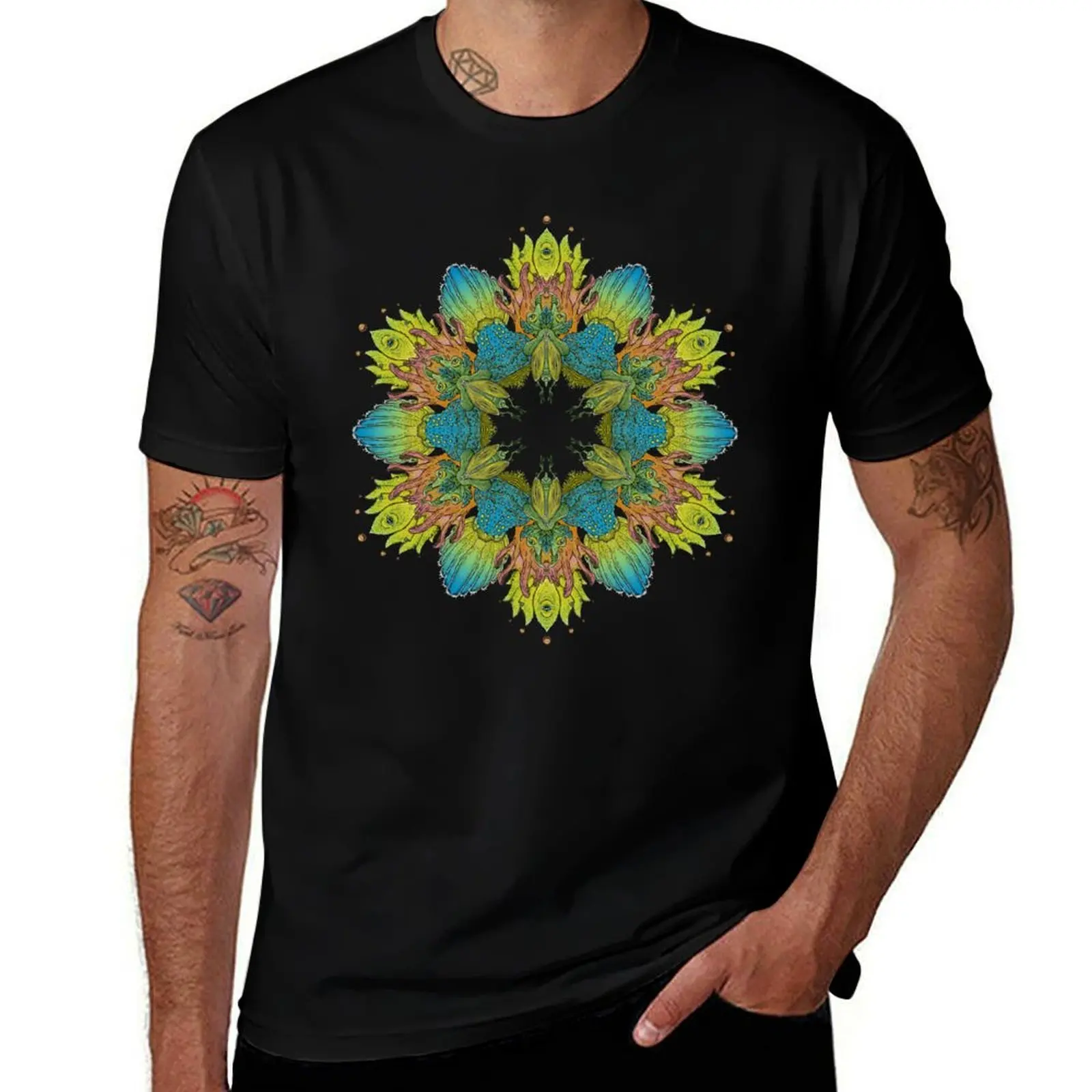 Koh Veid Babies - Weird Sea Creature Mandala T-Shirt Fashion Print Casual Short Sleeve T-Shirt