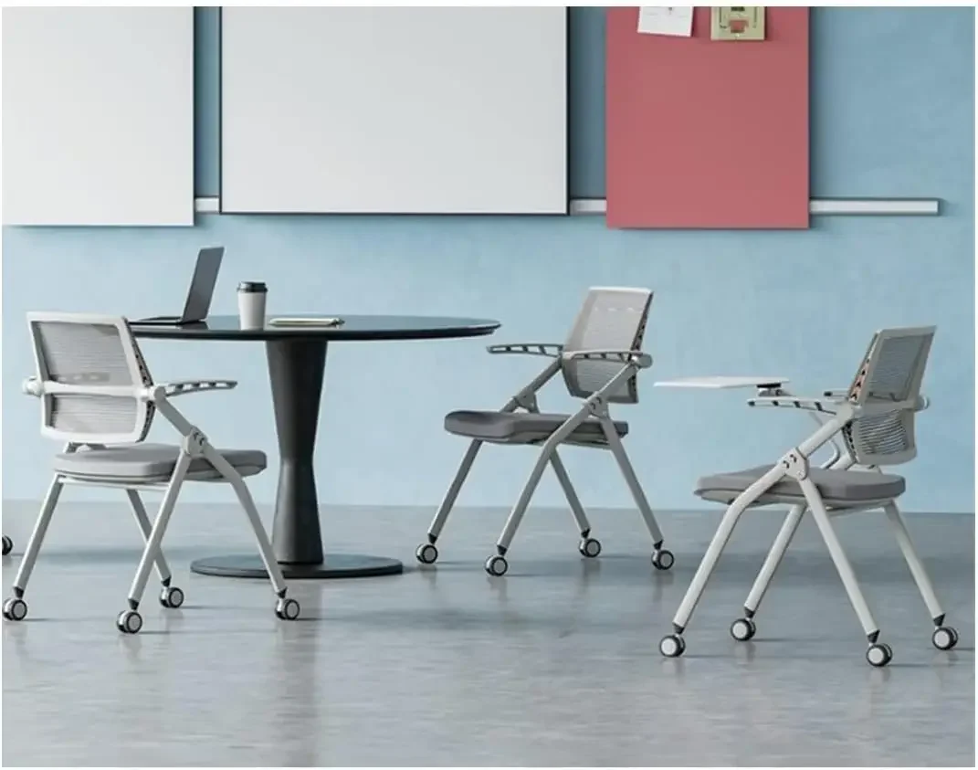 【1 Pack】 Ergonomic Arm Chair with Caster Wheels Mesh Guest Nesting Stacking for Office School Classroom Training Conference Wait