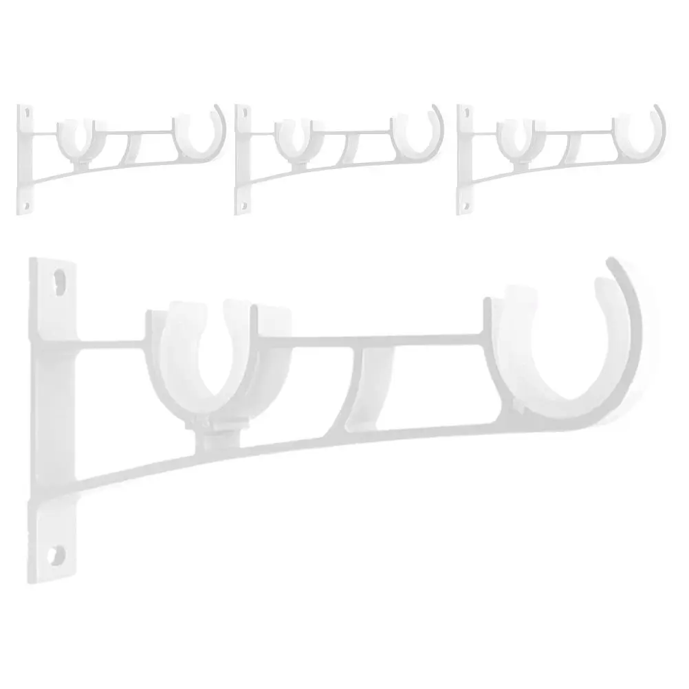 4Pcs Double Curtain Rod Holders Sturdy Iron Bracket for Wall Mount Dual Layer Curtains Living Room Bedroom Office Minimalist