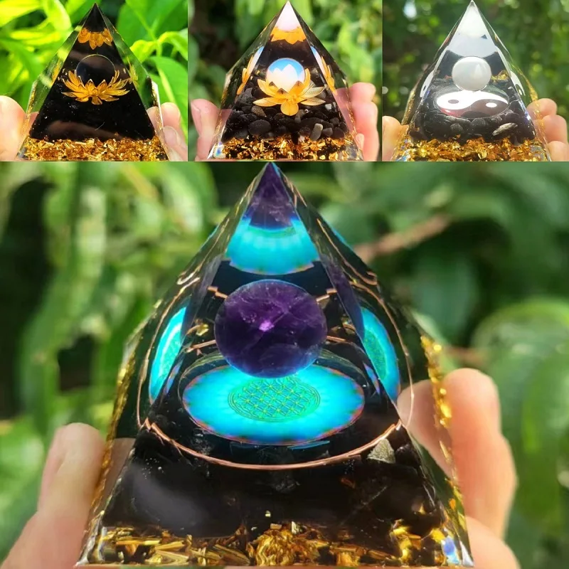 Natural Stone Energy Generator Orgone Pyramid Crystals Peridot Healing Reiki Chakra Reiki Chakra Meditation Ornaments Crafts