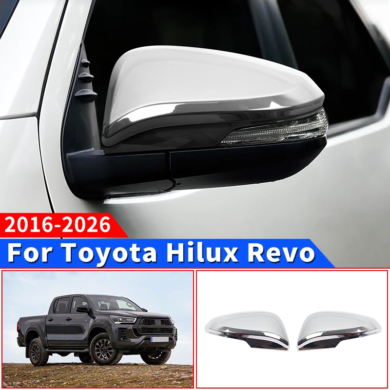 

For Toyota 2016-2026 Hilux Revo Pickup Truck Rearview Mirror Cover Cap Trim ABS 2pcs Exterior Decoration Protection Accessories