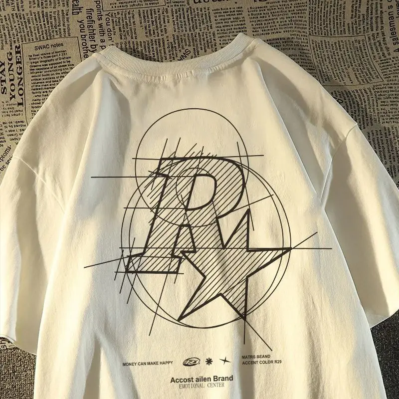 Camisetas de impressão gráfica unissex Harajuku, tops casuais soltos com pescoço o, camiseta manga curta, moda vintage de rua alta