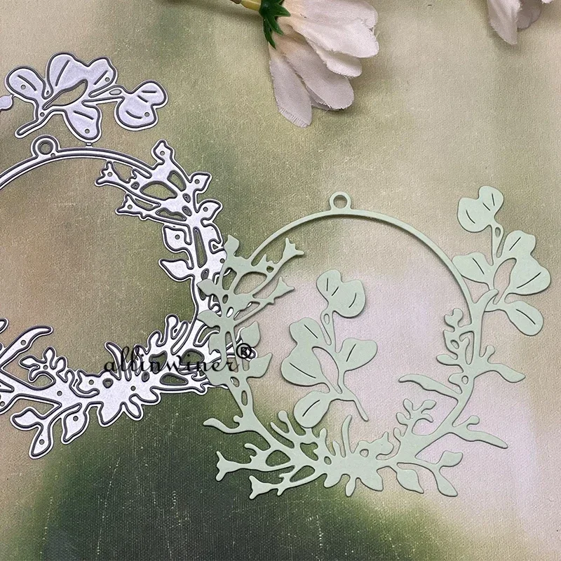 Neue Blattkreis-Anhänger-Rahmen DIY Bastel-Metall-Stanzform Scrapbook Geprägte Papierkarten-Album-Bastelvorlage Schablonen-Stanzformen