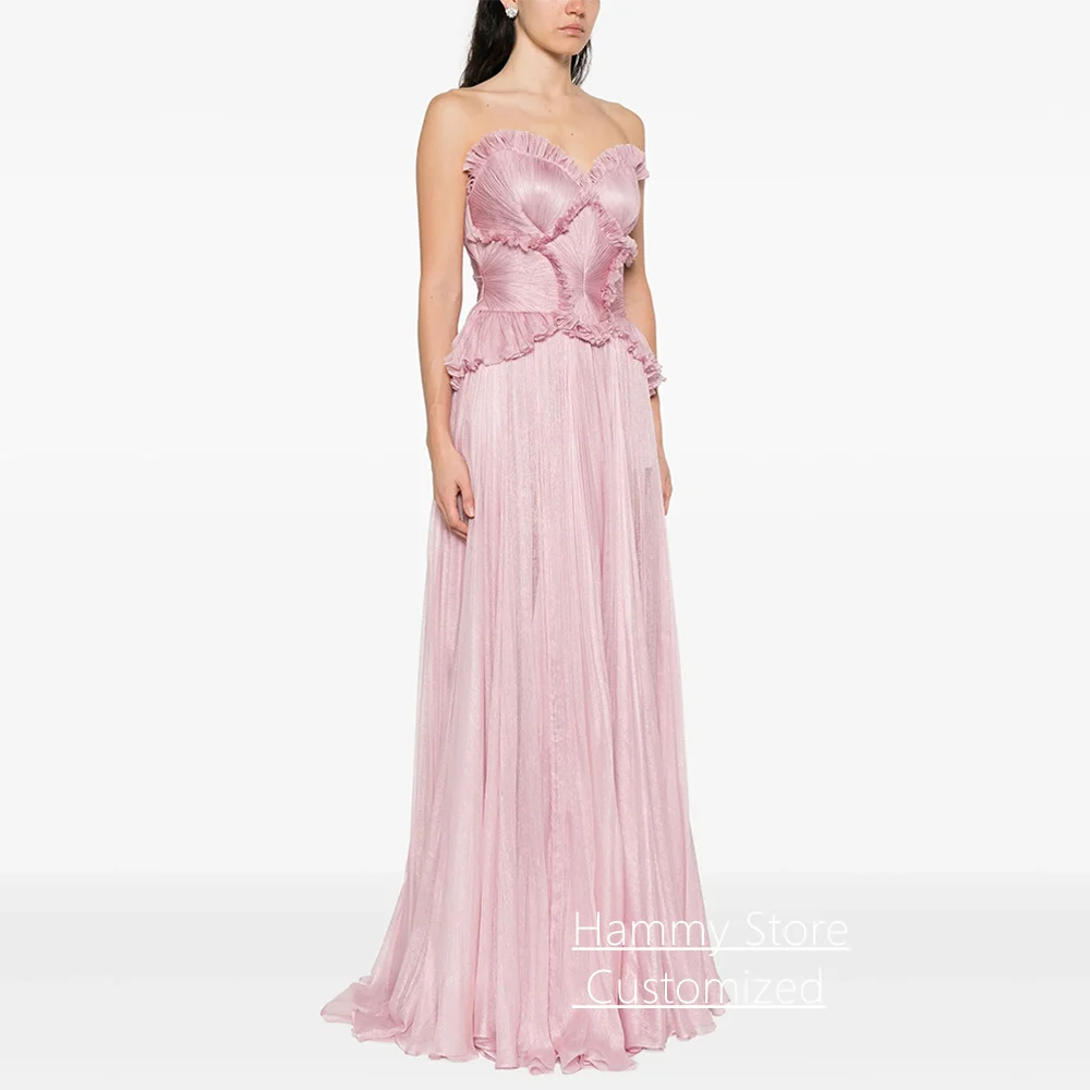 Mode Abendkleid Robe De Soiree Maßgeschneiderte Schatz Ärmellose Geraffte A-linie Bodenlangen Abendkleid Party Kleider