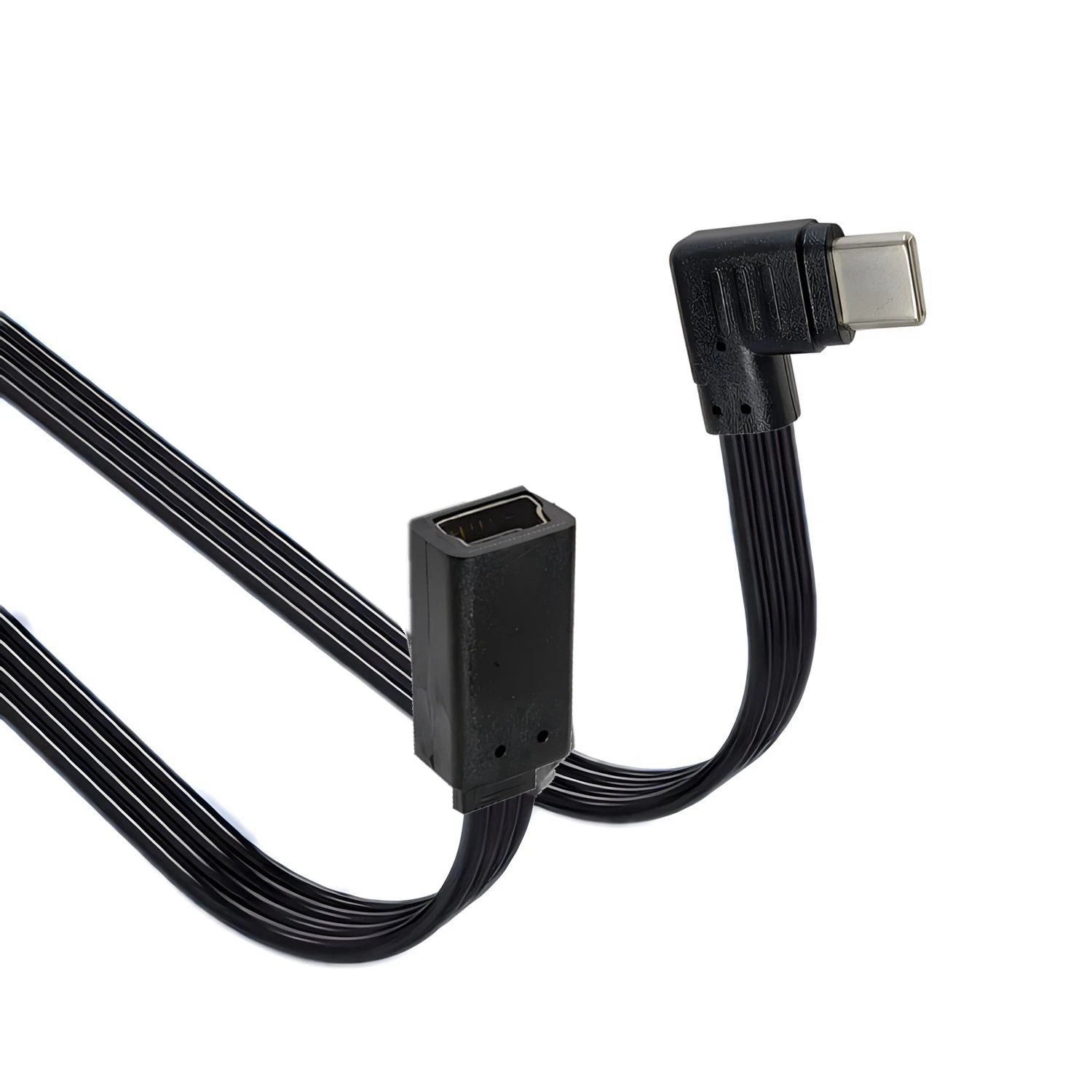 Right Angle USB-C Micro usb Charging Cable, Duttek USB 3.1 Type C Plug to Mini USB (Mini B) Female Converter Cable 0.1m 0.2M