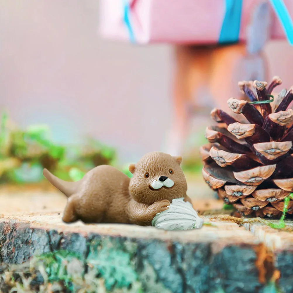 

4pcs Miniature Otter Resin Small Animal Decor Cute Cartoon Garden Landscape Ornament For Bonsai Micro Scene Craft Display Gift