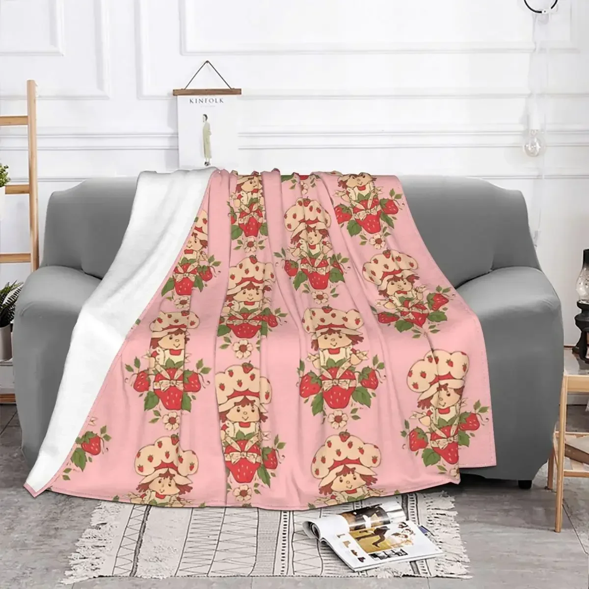 3d Print Baby Blanket Strawberry Short Cake Cartoon Portable Warm Babes Carpet for Bedding Travel Children Cover When Sleep