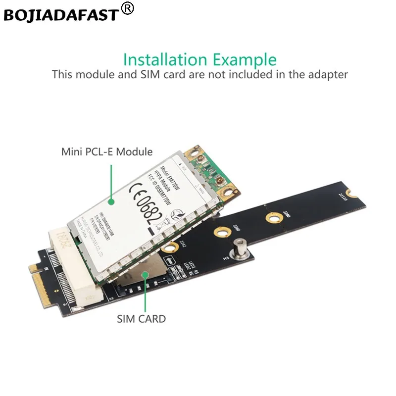 M.2 NGFF Key-M To Mini PCIe PCI-E MPCIe Wireless Adapter One SIM Card Holder For 3G 4G LTE or Wifi BT Module