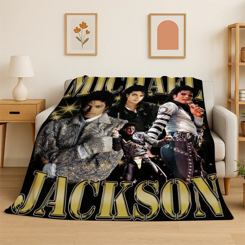Image of Retro MJ Michael Jackson King of Pop weiche Flanell-Überwurfdecke, gemütliche Decke für Bett, Couch, Sofa, Schlafzimmer, Wohnzimmer, Reisen, Kinder