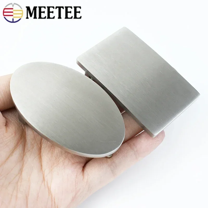 Meetee 1pc 35mm/40mm Stainless Steel Belt Buckles Metal Smooth Plate Buckle for Men\'s Waistband Head Pin Automatic Clasp Crafts