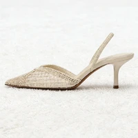 Comfort Mesh Woven Brand Pumps Women Summer Fashion Pointy Toe Thin Heel Designer Shoes Elegant Banquet Dress Shoe Zapatos Mujer - Image 3