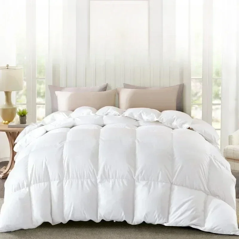 Winter White Goose Down Comforter ,Ultra Soft Noiseless Shell with Corner Tabs