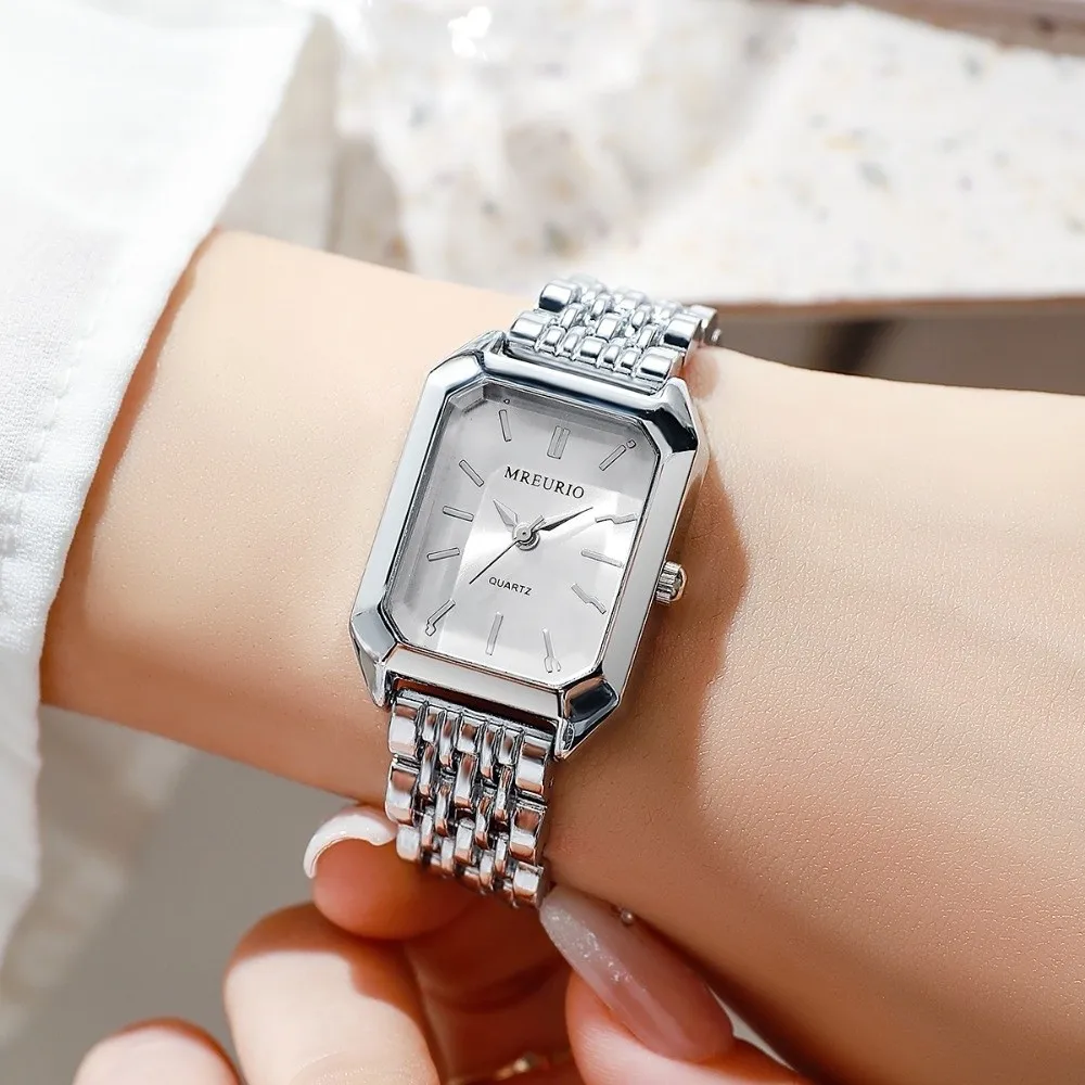 Fashion Stainless Steel Quartz Watches Folding buckle Square Women Wristwatch Quartz Luxury Gift Strap Watch Women