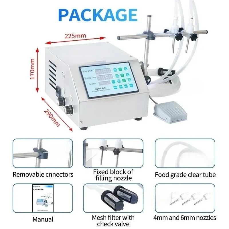 DPYT2P 액체 충전기 반자동 더블 노즐 음료 주스 향수 바이알 물 50-4000ml 병 충전기
