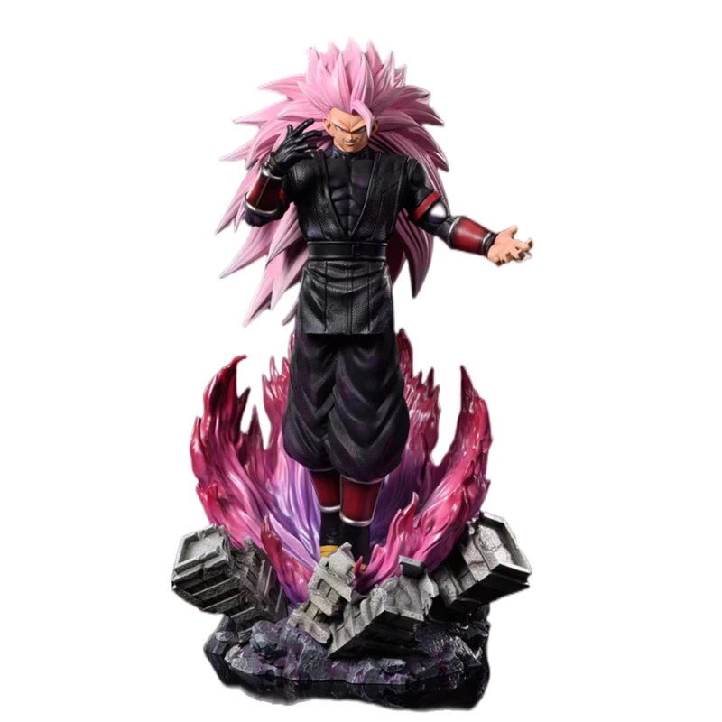 57.5Cm Gk Kylin Studio Resin Dragon Ball Goku Black Son Goku Super Saiyan Rose Anime Action Figure Large Statue Model Toys Gift