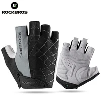Guantes de ciclismo ROCKBROS, guantes transpirables a prueba de golpes de medio dedo, guantes deportivos para bicicleta de montaña MTB, equipo de ciclismo para hombres y mujeres