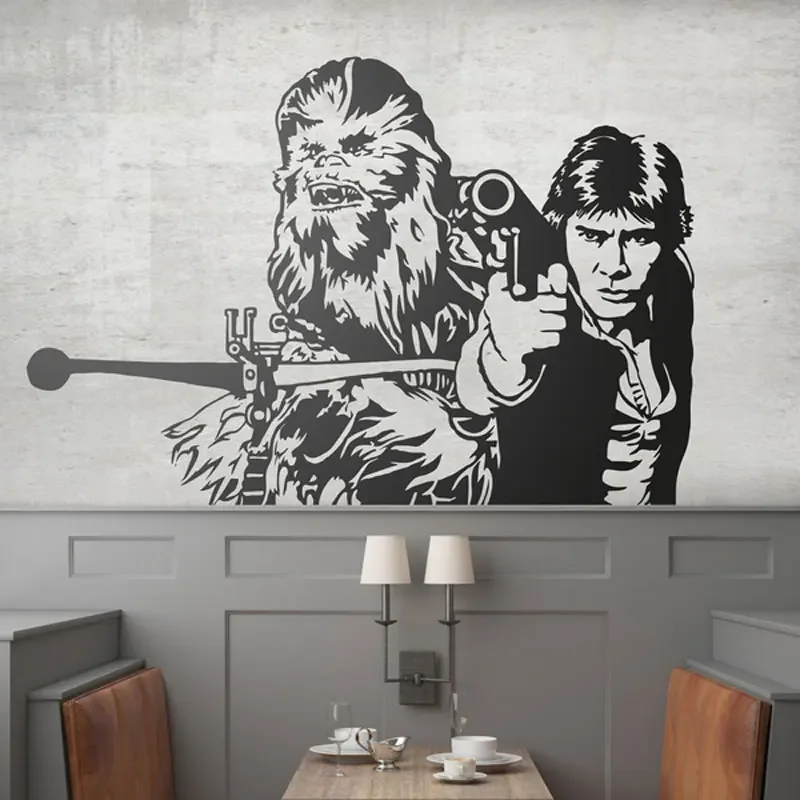 

Han And Chewie Wall Vinyl Decal Adventure Time Fin Solo Jake Chewy Vinyl Sticker Cool Deco For Boy's Kids Bedroom DIY A427