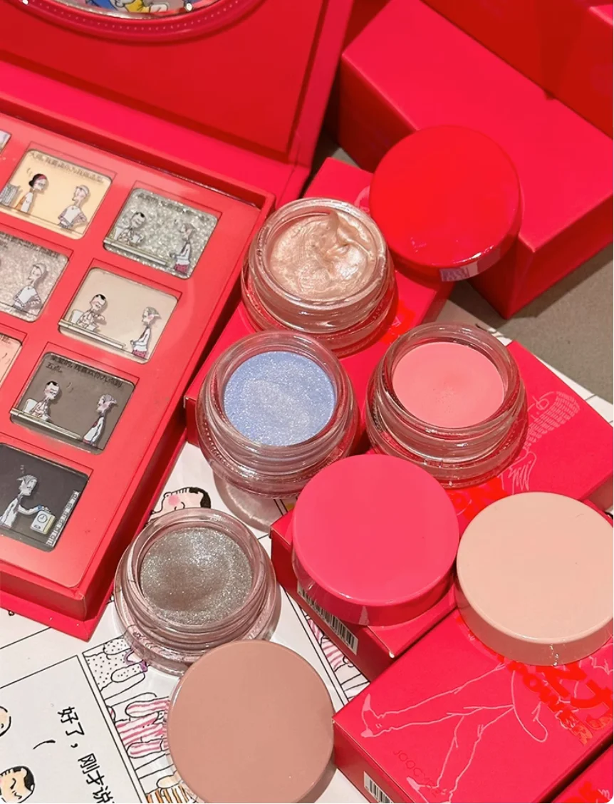 JOOCYEE Ombretto Crema Polvere Rosa portatile Rivestimento sovrapposto trasparente e trasparente Cosmetici per il trucco