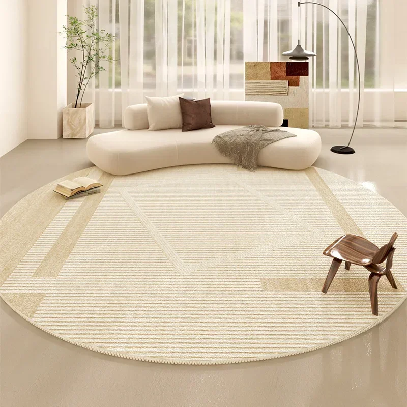 Home Study Plush Mat Minimalist Line Living Room Decoration Carpet Japanese-style Round Rugs for Bedroom Fluffy Soft Thicken Rug