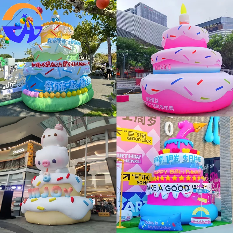 

Надувная светящаяся воздушная модель торта - реквизит для фотографий на открытом воздухе, вечеринках по случаю дня рождения и сборах.