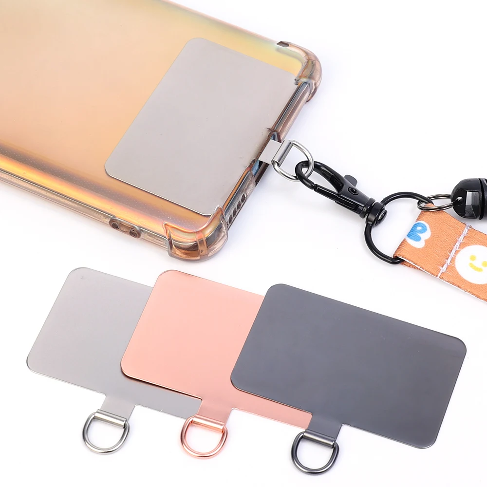 Metal Cell Phone Patch Pads 0.3mm Ultra-thin Mobile Phone Anti-lost Hanging Strap Stainless Steel Phone Lanyard Tether Tabs