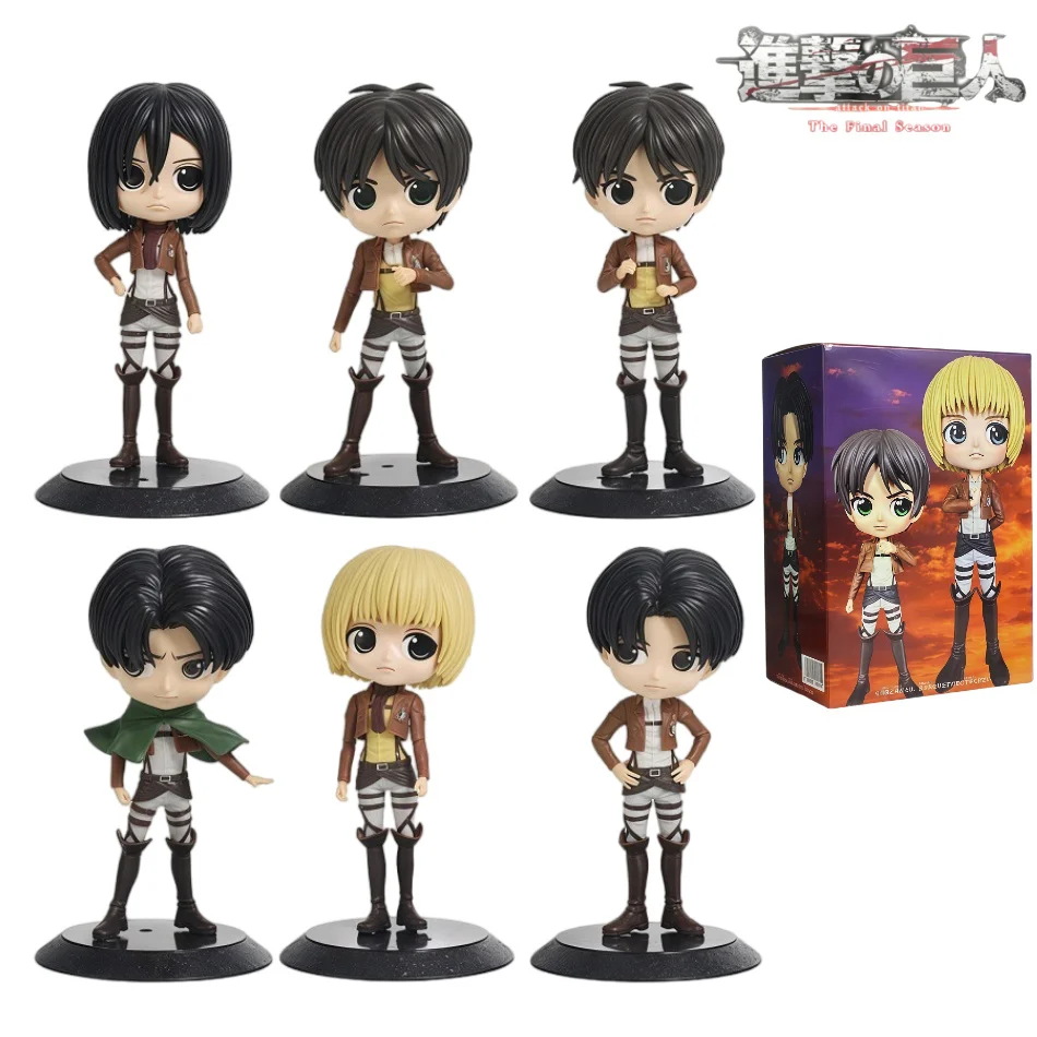 Figura Qposket de Attack On Titan, Eren, Mikasa, Levi, Armin, Modelo de PVC, Shingeki No Kyojin, Figura de Anime, Adorno de Escritorio, Coleccionable
