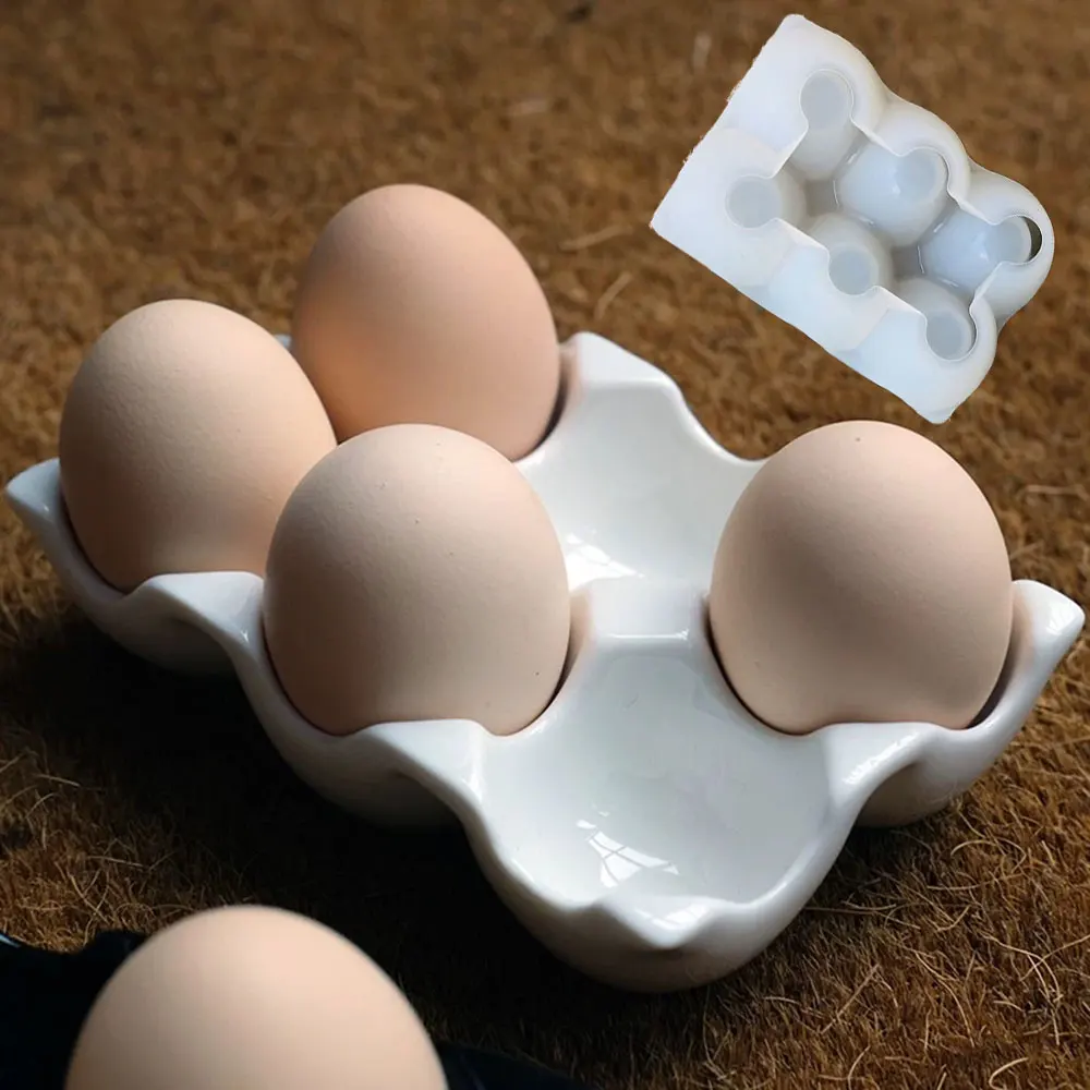 Egg Rack Storage Tray Silicone Mold DIY Cement Egg Bracket Concrete Ring Holder Plate Plam Resin Plaster Mold