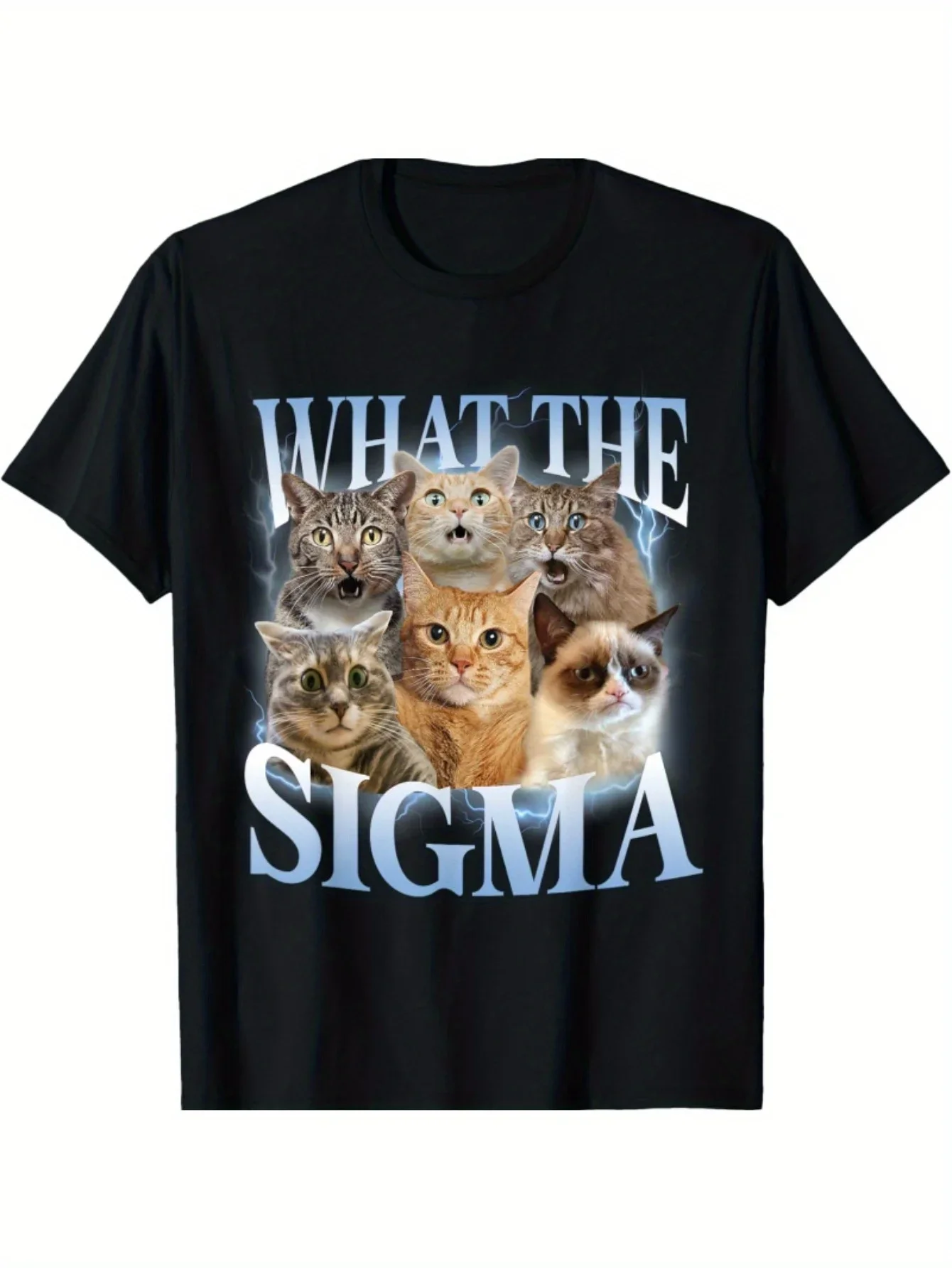 

EWH Men Women What The Sigma Funny Meme Cat For Cat Lovers T-Shirt