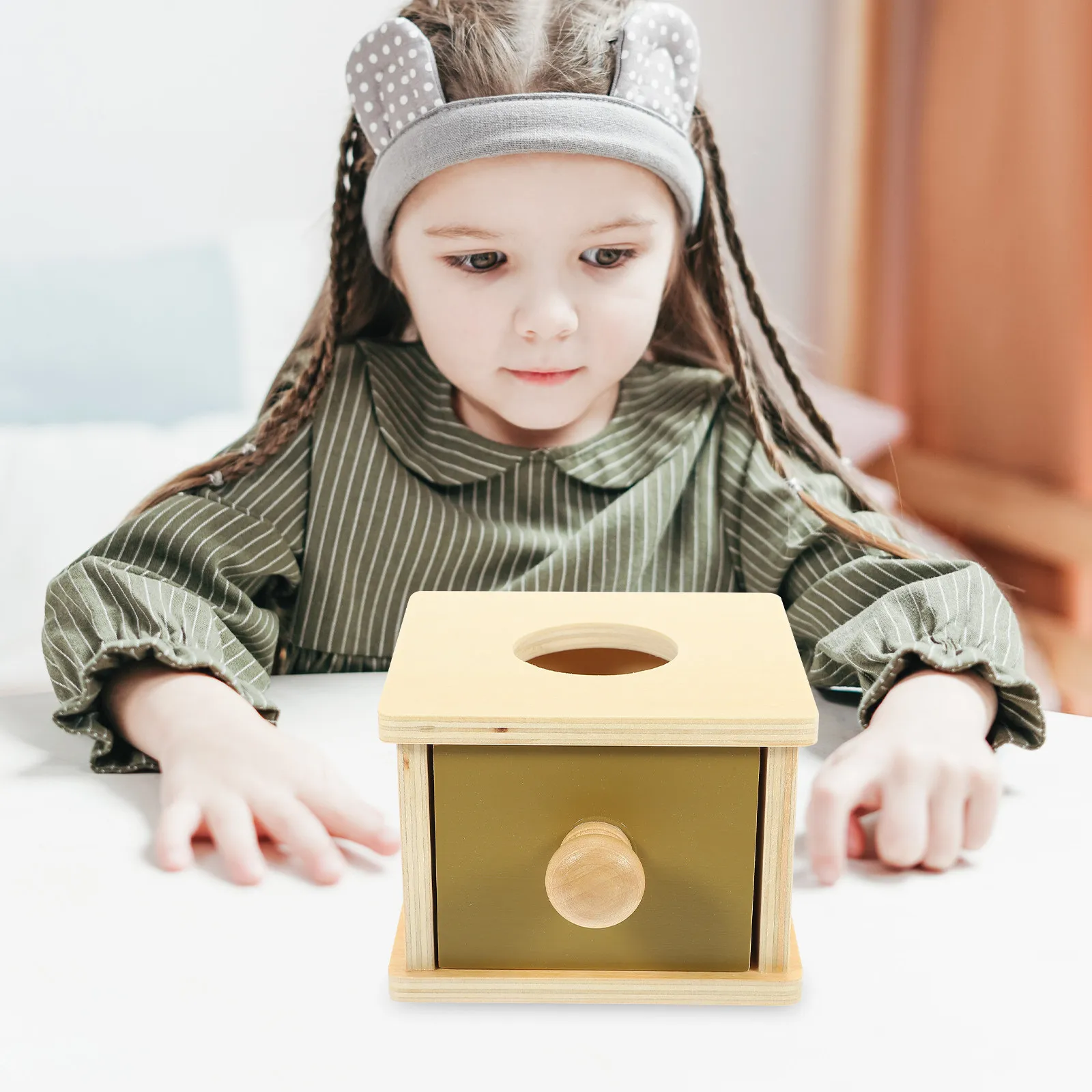 

Wood Box Ball Throwing Box Kids Educational Motor Skills Sensory Early Learning Preschool Cognitive