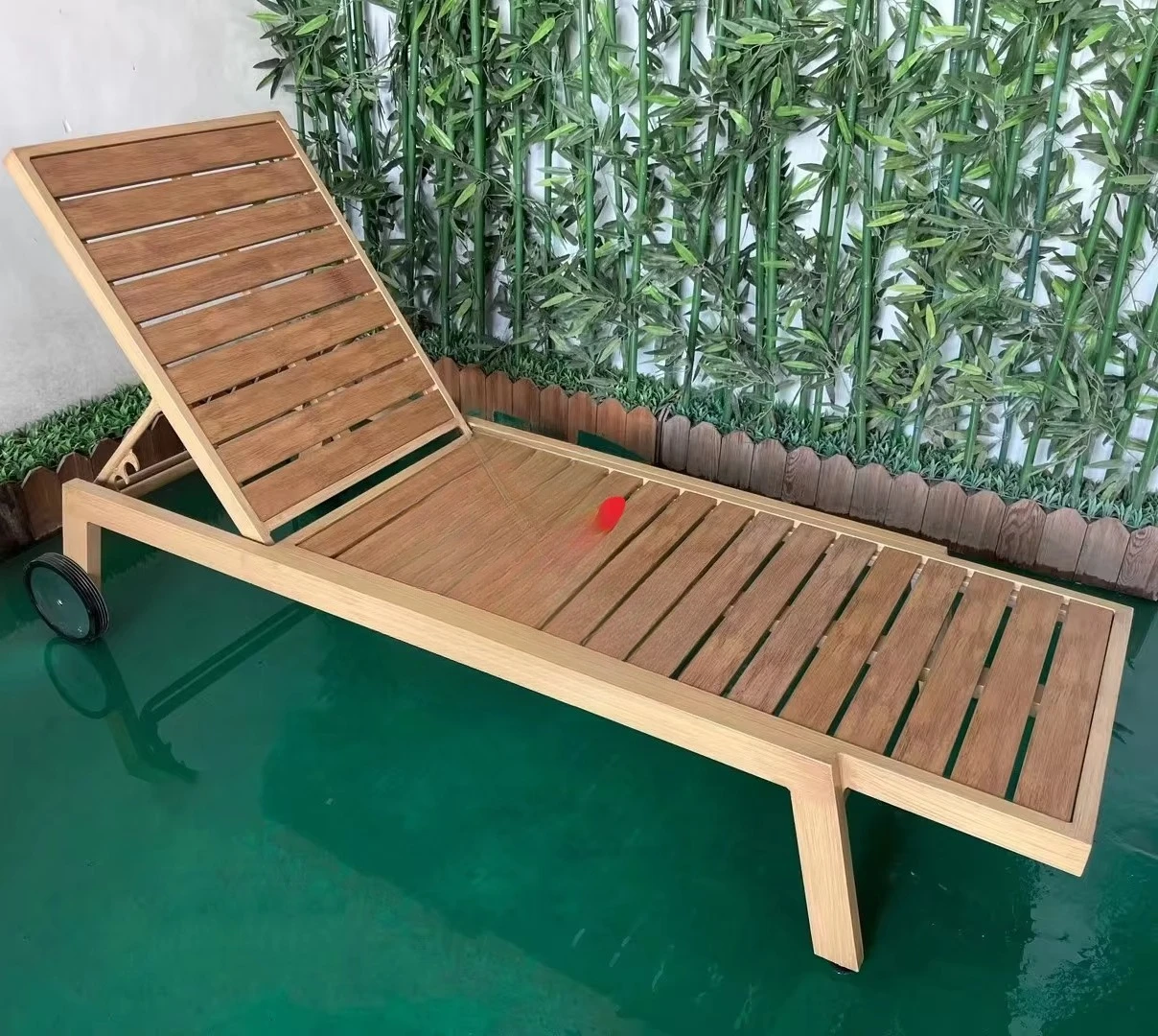 كرسي استرخاء خارجي قابل للطي على الشاطئ من خشب الألومنيوم #4