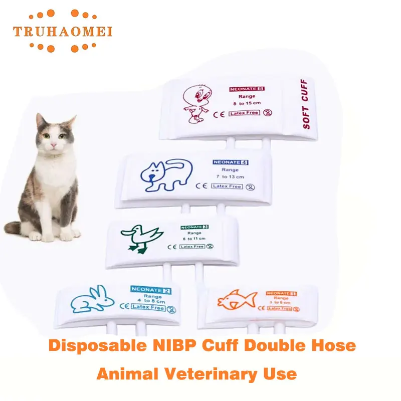

Ветеринарные одноразовые манжеты NIBP с двумя трубками для измерения артериального давления у животных, 5 размеров в наличии