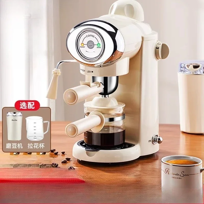 Fully semi-automatic coffee machine Small household Italian freshly ground drip coffee pot Milk foam mini