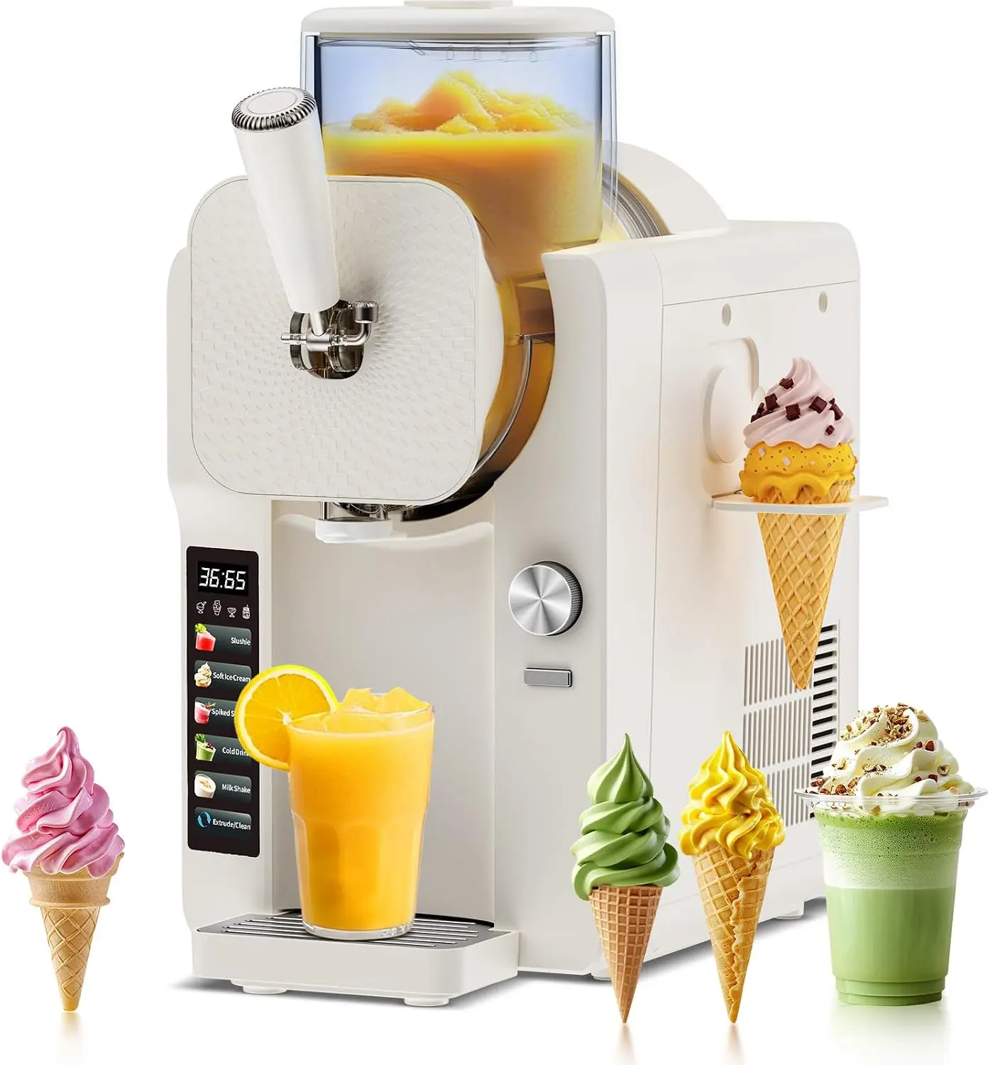 Home White 70 Oz Slushie Margarita Machine Ice Cream Maker Slushy 6 Preset Programs Milkshake Cocktail Frappés 9 Level Thickness