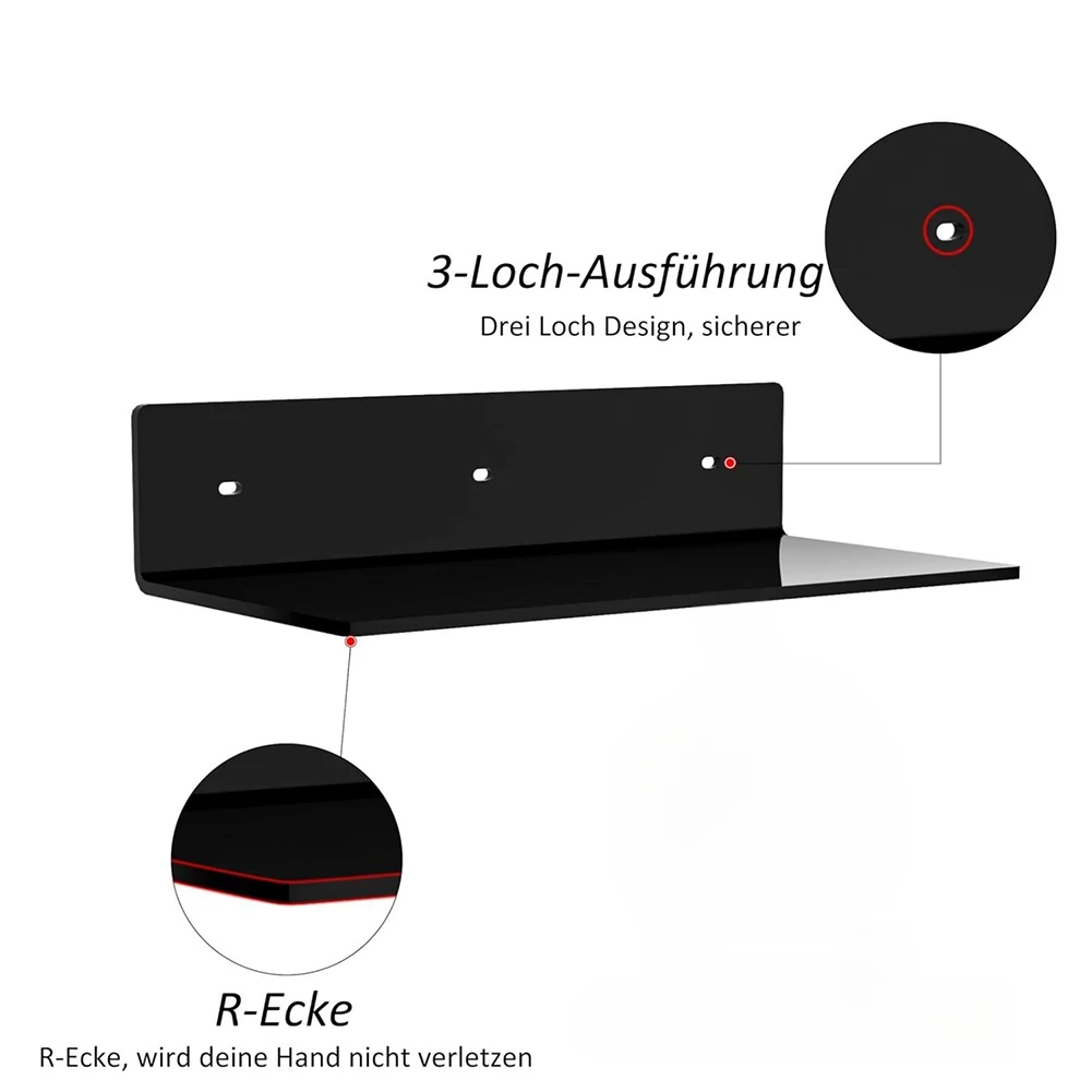 

Набор акриловых плавающих полок 12 дюймов, декоративные полки толщиной 4 мм, с алмазной полировкой краев, простая установка, современный дизайн