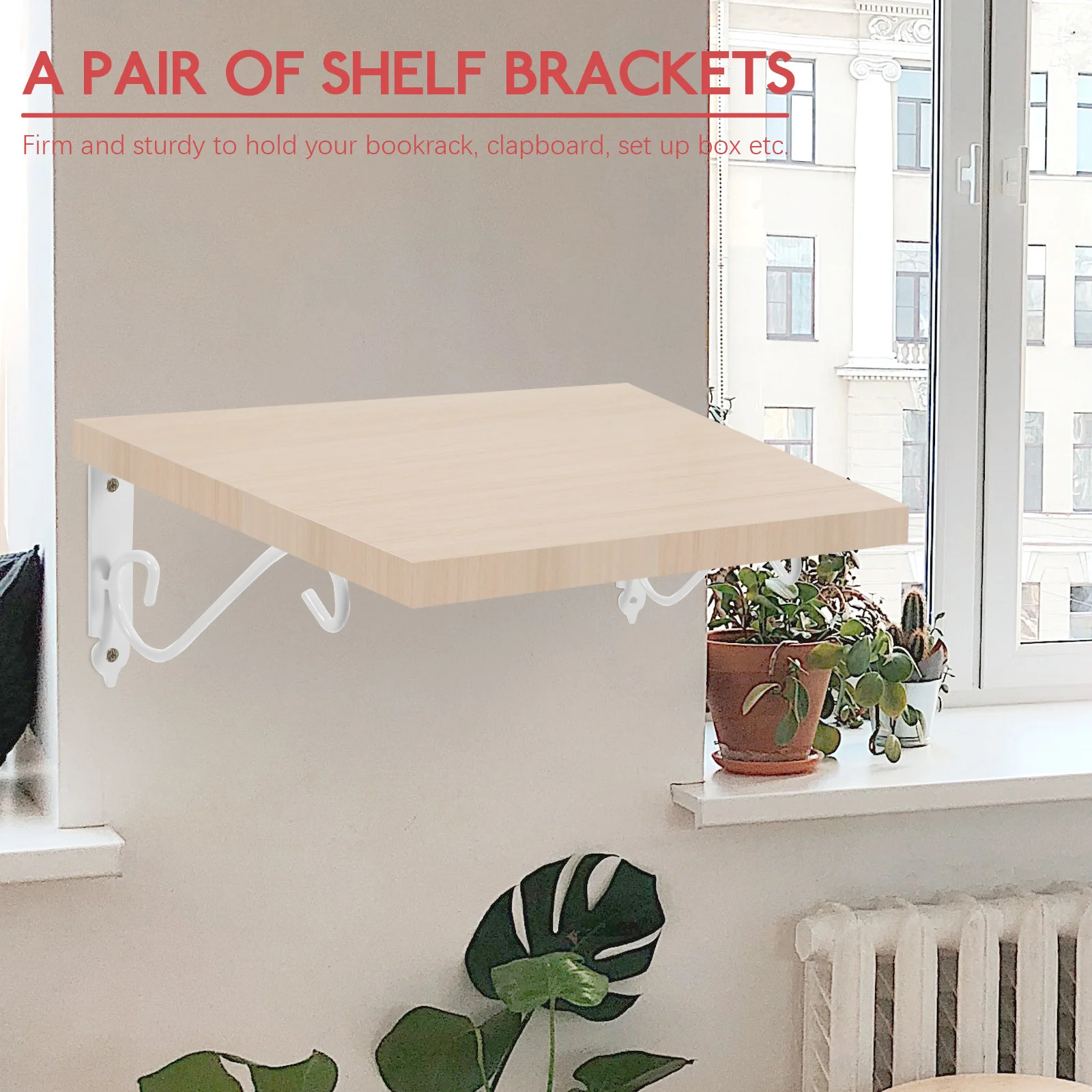 

4Pcs Wall Brackets Floral Pattern Triangle Shape Durable Iron White 20x20cm Shelf Support for Bookrack Clapboard Set Box